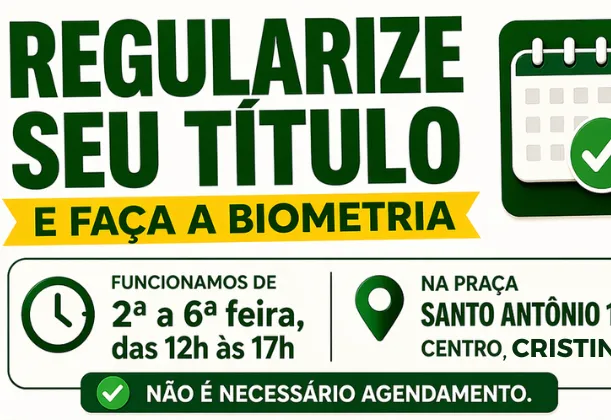 Cartório Eleitoral de Cristina reforça prazo para regularização do título e biometria